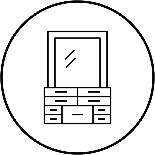 Imagen vectorial del icono de la mesa de vestir Se puede utilizar para el interior