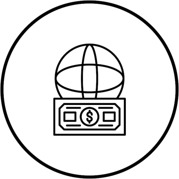 Imagen vectorial del icono de la moneda global Se puede utilizar para los servicios de dinero en línea