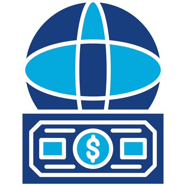 Imagen vectorial del icono de la moneda global Se puede utilizar para los servicios de dinero en línea