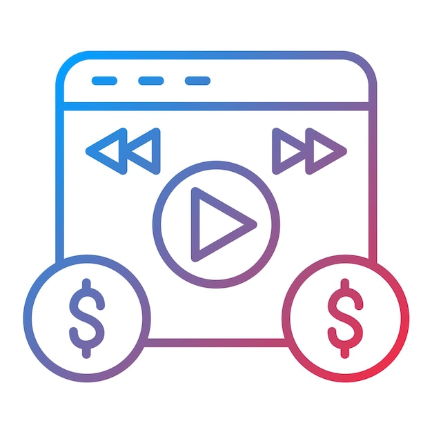 Imagen vectorial de icono de monetización de video Se puede utilizar para el marketing web