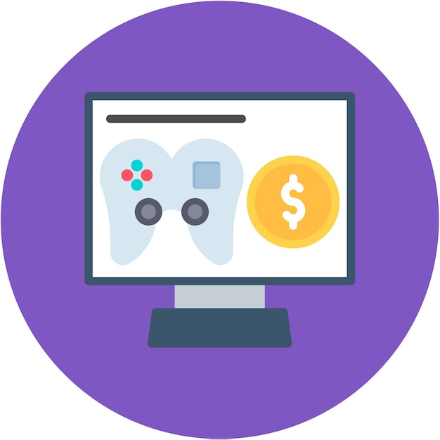 Imagen vectorial del icono del monitor de juegos Se puede utilizar para el comercio electrónico de juegos