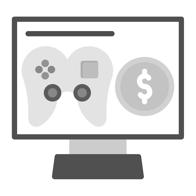Imagen vectorial del icono del monitor de juegos Se puede utilizar para el comercio electrónico de juegos