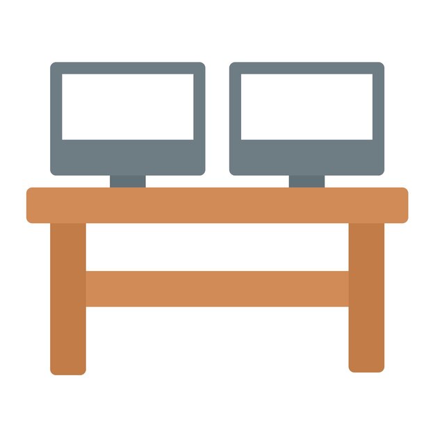 Imagen vectorial del icono de los monitores duales Se puede utilizar para el espacio de trabajo conjunto