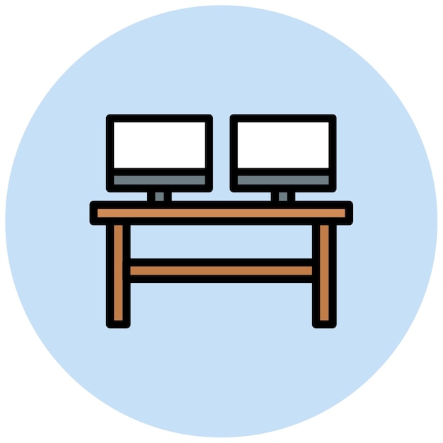 Imagen vectorial del icono de los monitores duales Se puede utilizar para el espacio de trabajo conjunto