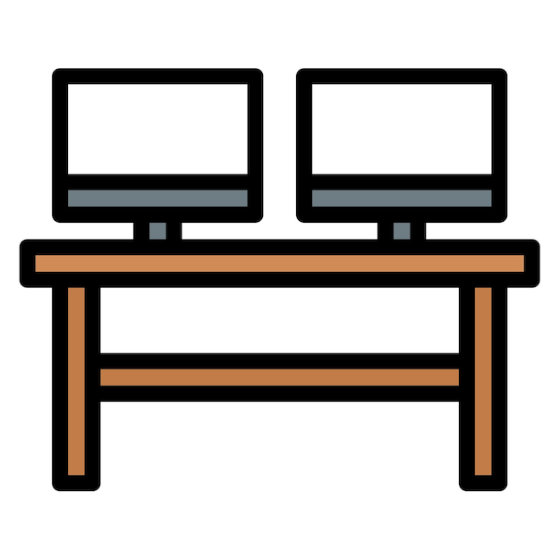 Imagen vectorial del icono de los monitores duales Se puede utilizar para el espacio de trabajo conjunto