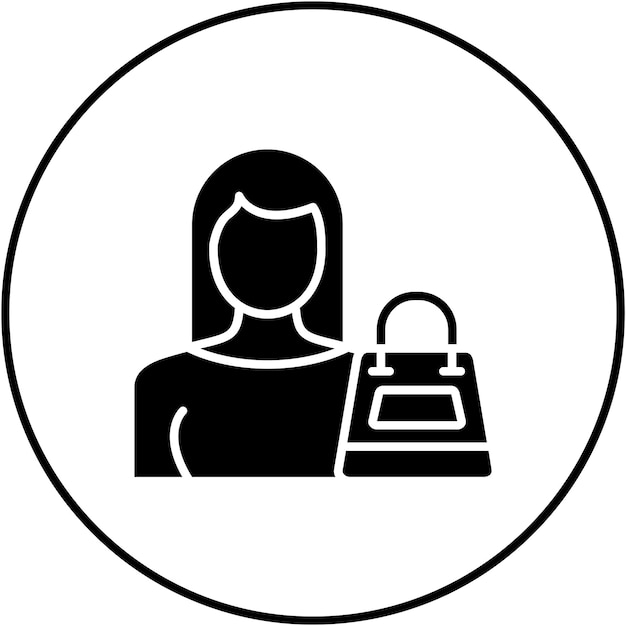 Imagen vectorial del icono de la mujer de compras Se puede usar para la limpieza de la casa