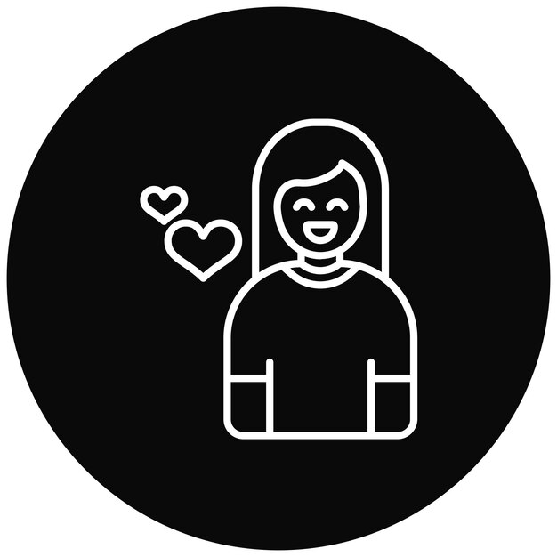 La imagen vectorial del icono de la mujer feliz se puede usar para la comodidad