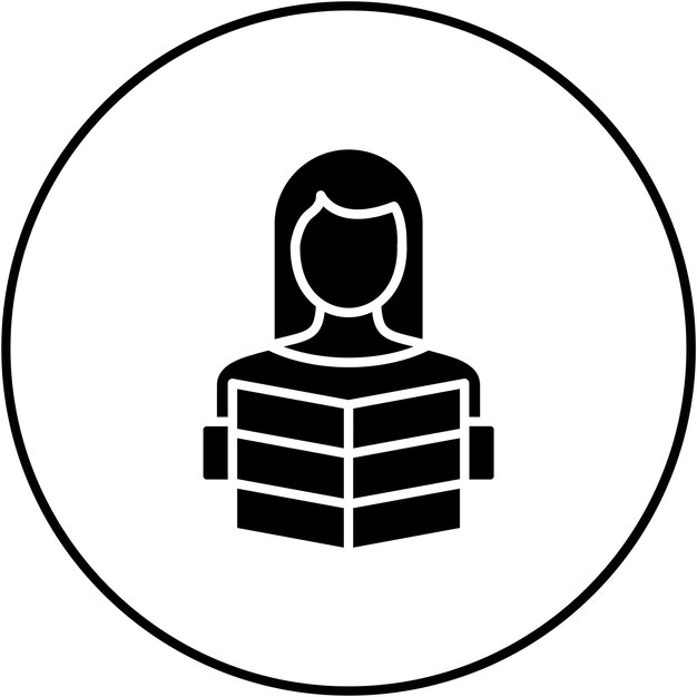 Imagen vectorial de icono de mujer leyendo Se puede utilizar para la limpieza de la casa