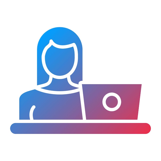 Imagen vectorial del icono de la mujer usando la computadora portátil Se puede usar para la limpieza de la casa