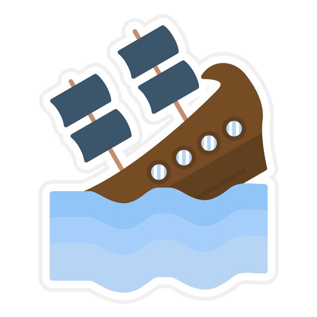 Imagen vectorial del icono del naufragio Se puede usar para Pirate