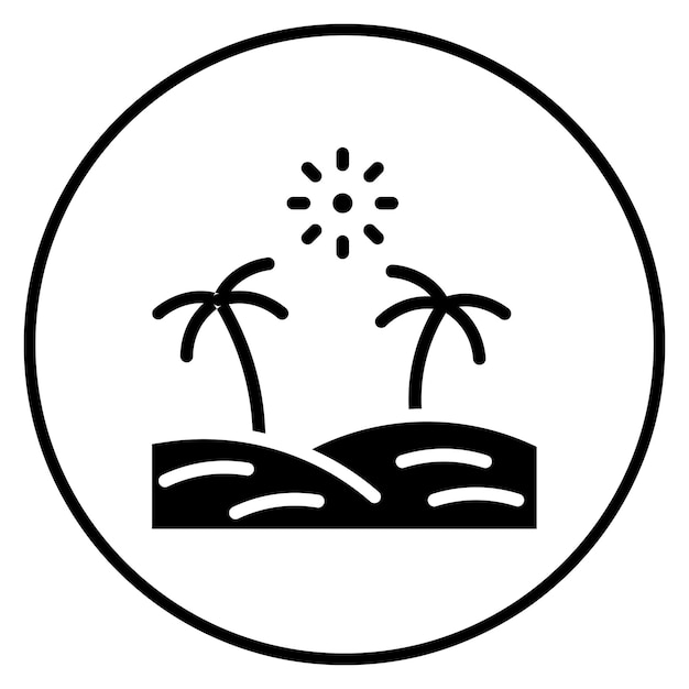Imagen vectorial del icono del oasis Se puede utilizar para la geografía