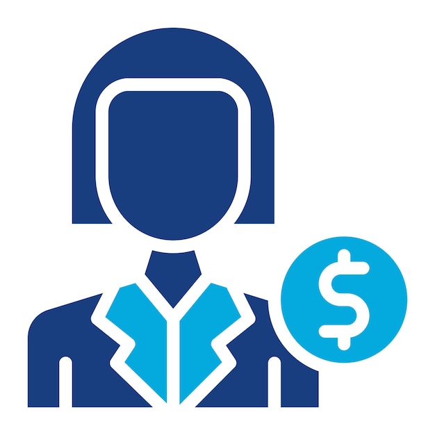 Imagen vectorial del icono de la Oficial de Finanzas Femenina Se puede utilizar para el comercio