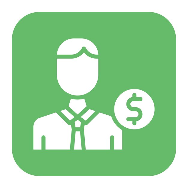 Imagen vectorial del icono del oficial de finanzas masculino Se puede utilizar para el comercio