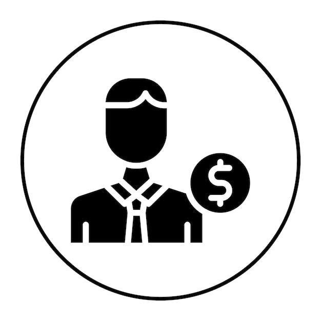 Imagen vectorial del icono del oficial de finanzas masculino Se puede utilizar para el comercio