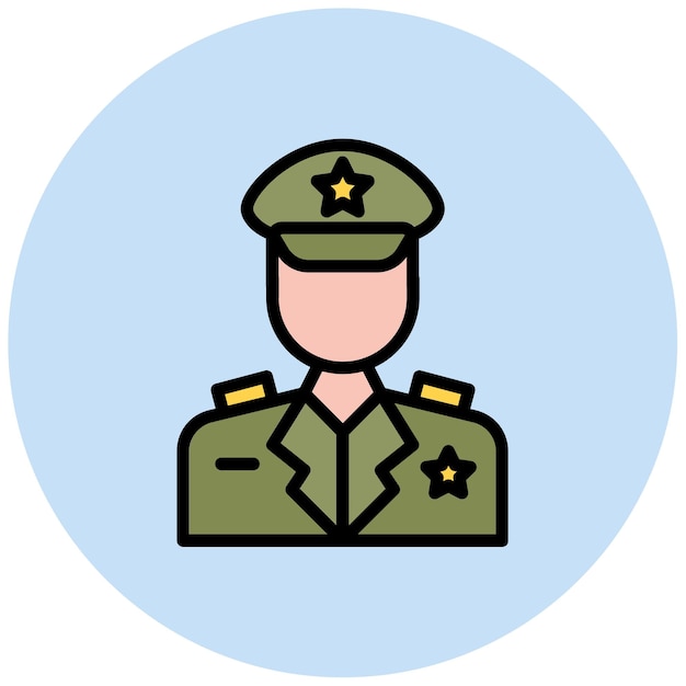 Imagen vectorial de icono de oficial militar Se puede usar para la diversidad