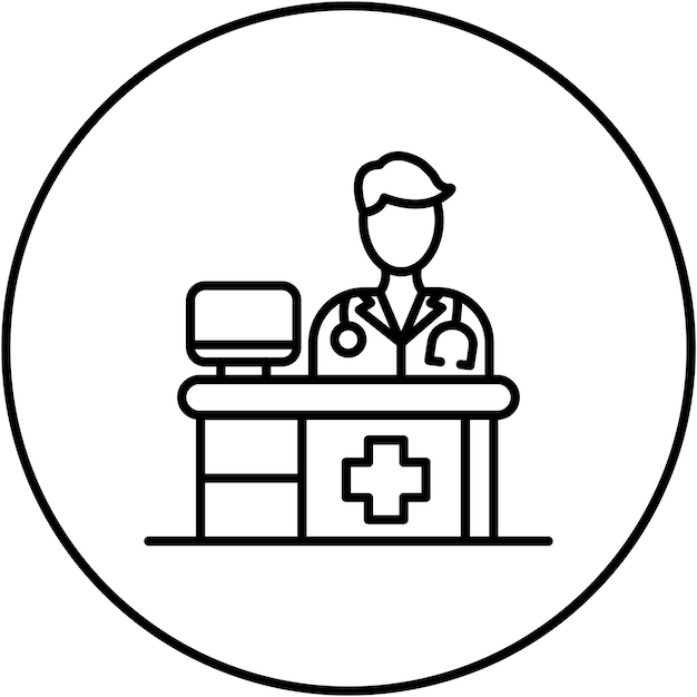 Imagen vectorial del icono de la oficina del médico Se puede utilizar para el comercio electrónico médico