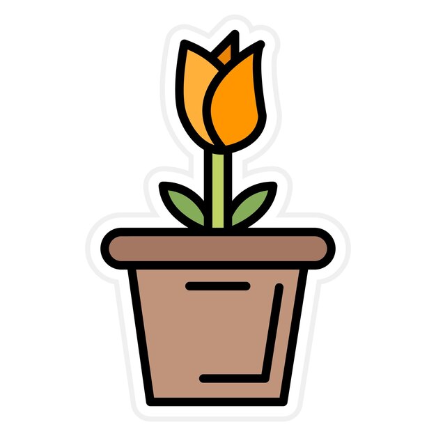 La imagen vectorial del icono de la olla de flores grande se puede usar para la primavera