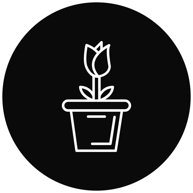 La imagen vectorial del icono de la olla de flores grande se puede usar para la primavera