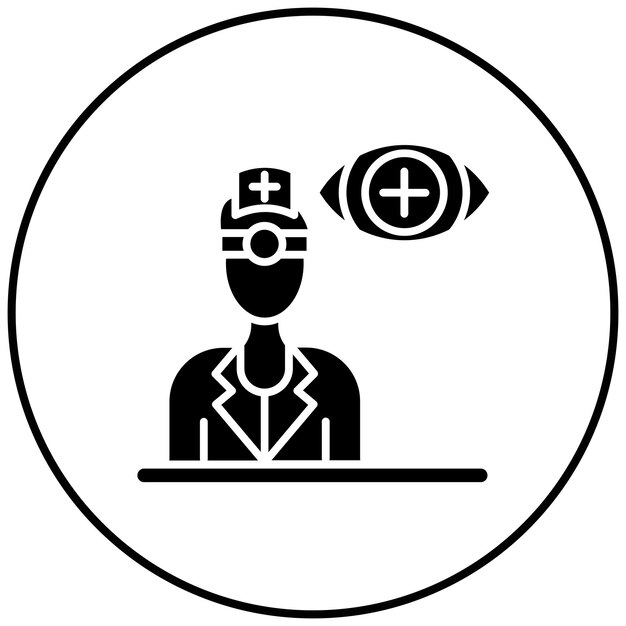 Imagen vectorial de icono de óptico masculino Puede utilizarse para optometrista