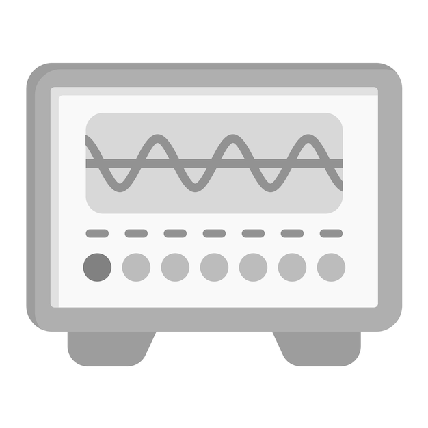 La imagen vectorial del icono del osciloscopio se puede utilizar para la física