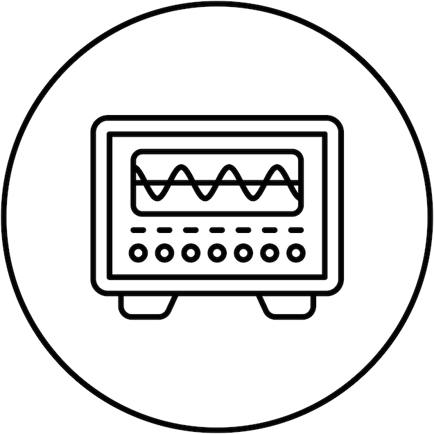 La imagen vectorial del icono del osciloscopio se puede utilizar para la física