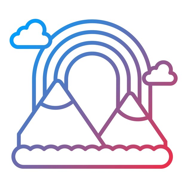 Imagen vectorial del icono del paisaje del arco iris Se puede usar para paisajes