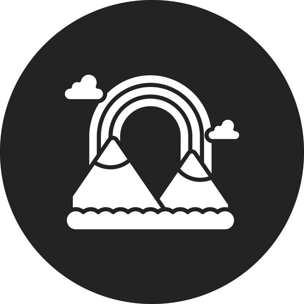 Imagen vectorial del icono del paisaje del arco iris Se puede usar para paisajes