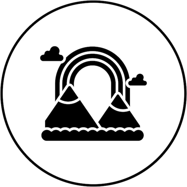 Imagen vectorial del icono del paisaje del arco iris Se puede usar para paisajes