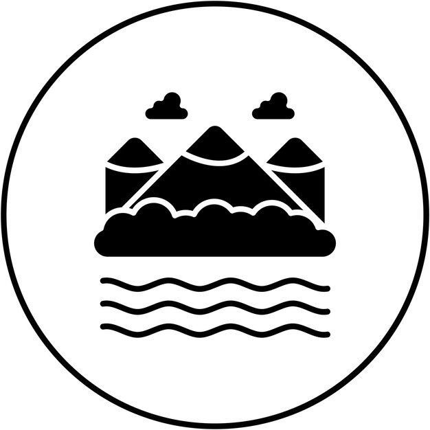 Imagen vectorial del icono del paisaje del lago Se puede usar para paisajes