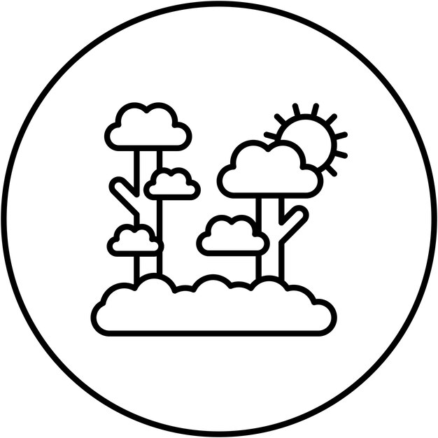 Imagen vectorial de icono de paisaje de selva Se puede usar para paisajes