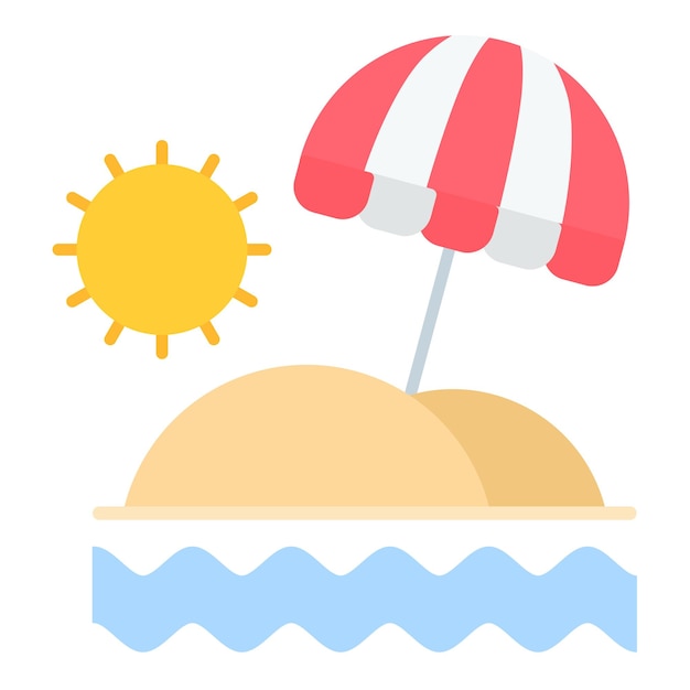 Imagen vectorial del icono del paraguas de playa Se puede usar para Coastline