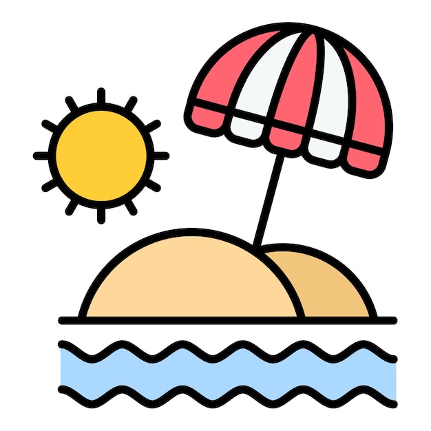 Imagen vectorial del icono del paraguas de playa Se puede usar para Coastline