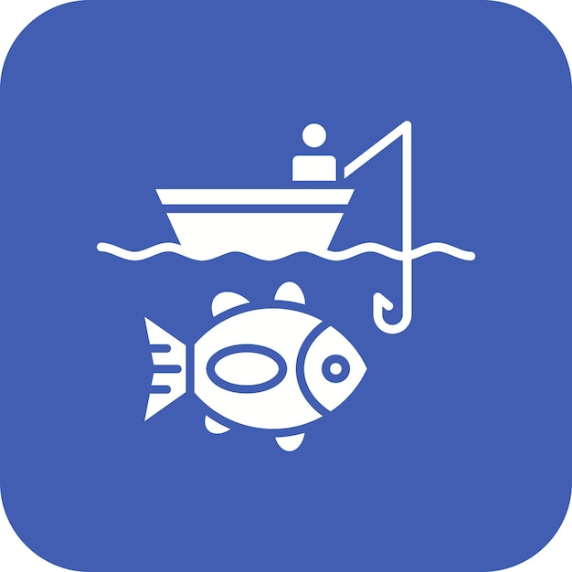 Imagen vectorial del icono de pesca en kayak Se puede utilizar para la pesca