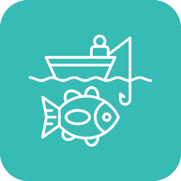 Imagen vectorial del icono de pesca en kayak Se puede utilizar para la pesca