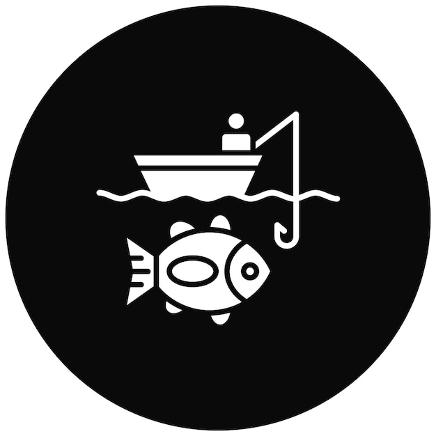 Imagen vectorial del icono de pesca en kayak Se puede utilizar para la pesca