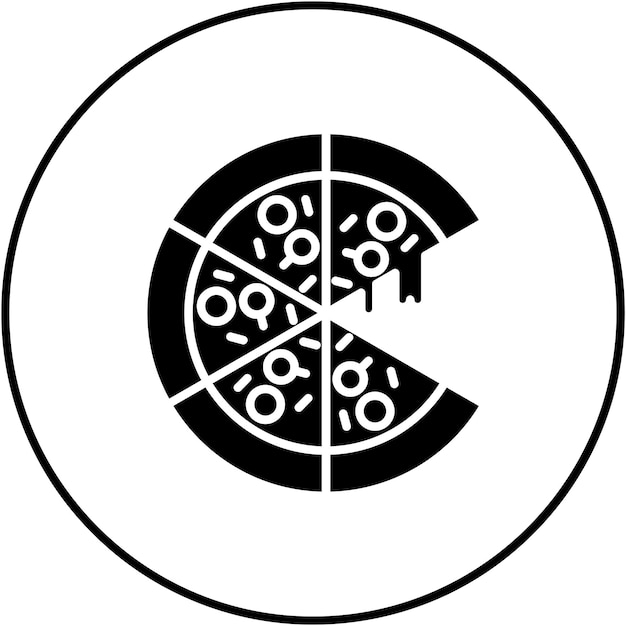 La imagen vectorial del icono de la pizza se puede utilizar para la catering