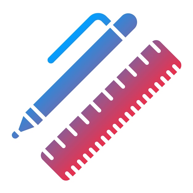 Imagen vectorial del ícono de la pluma y la regla se puede usar para la creatividad