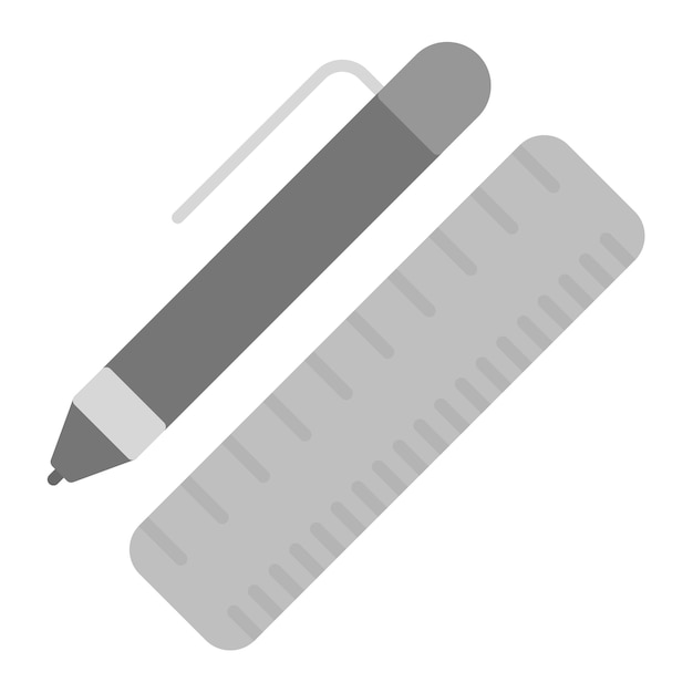 Imagen vectorial del ícono de la pluma y la regla se puede usar para la creatividad