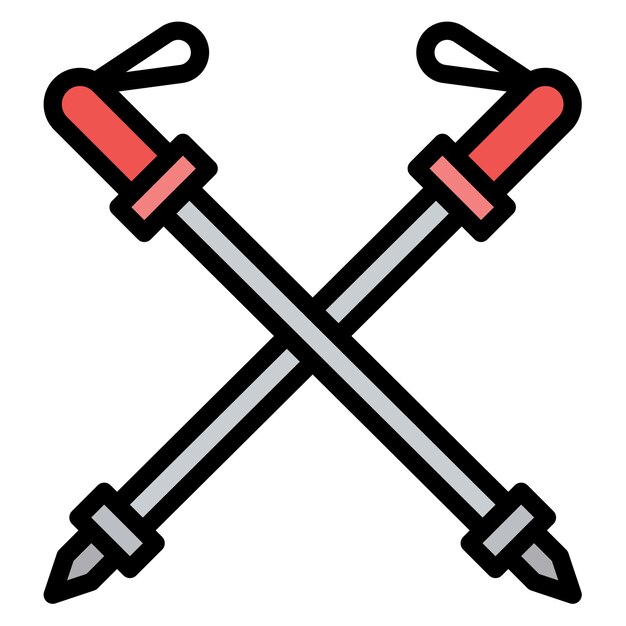 Imagen vectorial del icono de los postes de esquí Se puede usar para la estación de esquí