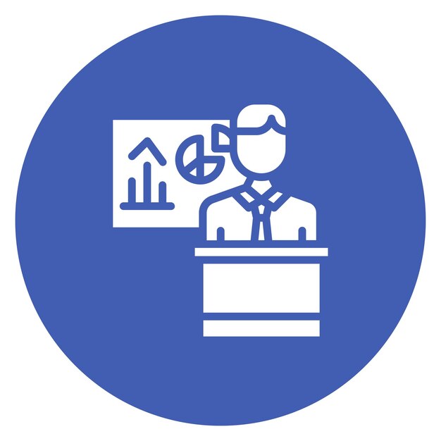 Imagen vectorial del icono de las presentaciones de conferencias Puede utilizarse para el currículum vitae