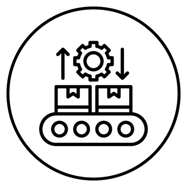 Imagen vectorial del icono de producción por lotes Se puede utilizar para la fabricación y distribución
