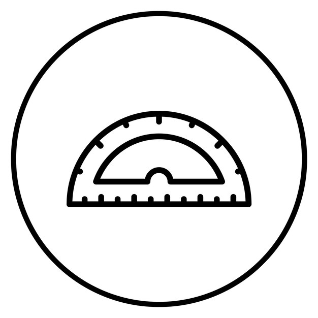 La imagen vectorial del icono del protractor se puede utilizar para Ingeniero en Mecánica