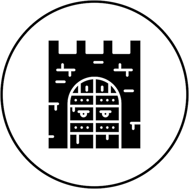 Imagen vectorial del icono de la puerta del castillo Se puede usar para Medieval