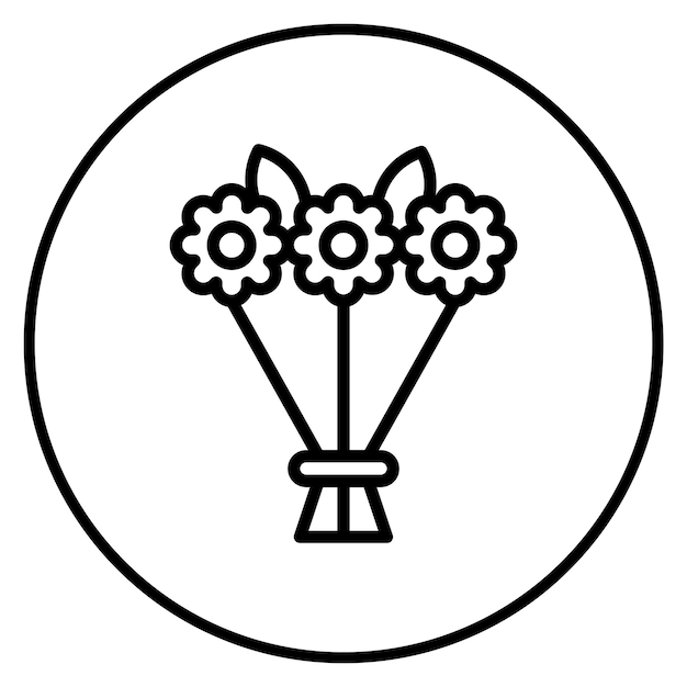 Imagen vectorial del icono del ramo de flores Se puede usar para el aniversario