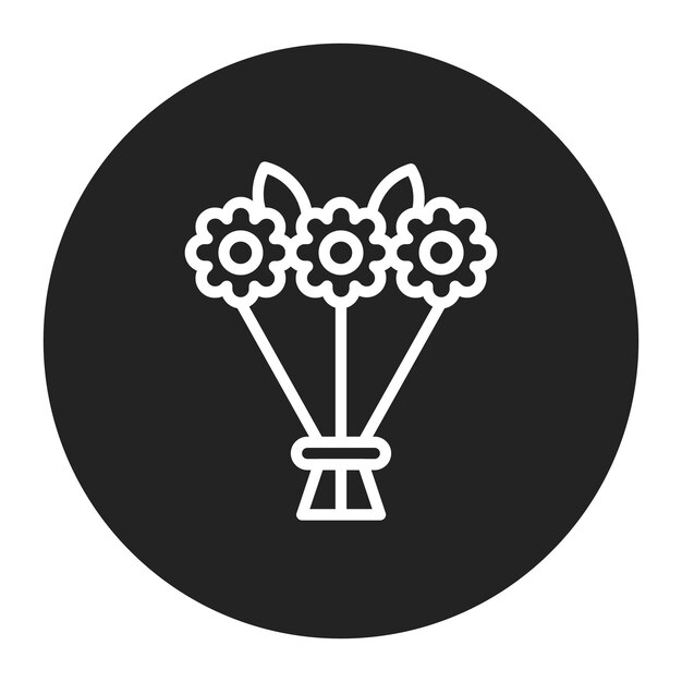 Imagen vectorial del icono del ramo de flores Se puede usar para el aniversario