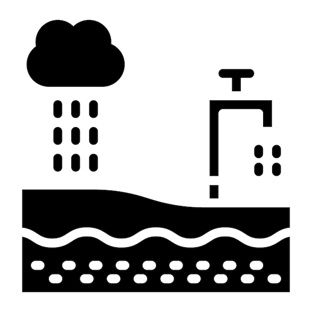 Imagen vectorial del icono de recarga de aguas subterráneas Se puede utilizar para el tratamiento del agua