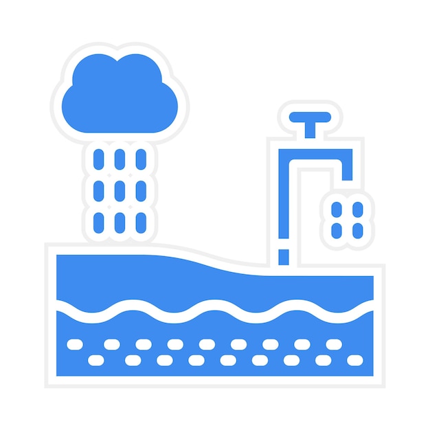 Imagen vectorial del icono de recarga de aguas subterráneas Se puede utilizar para el tratamiento del agua