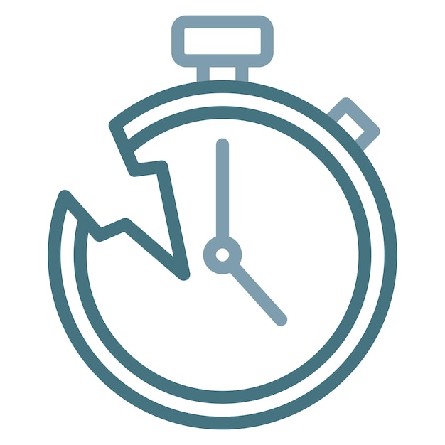Imagen vectorial del icono del reloj roto Se puede utilizar para el agotamiento