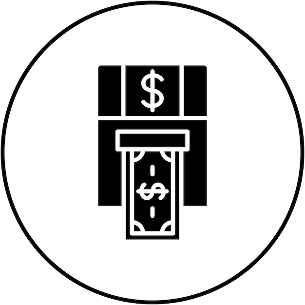 Imagen vectorial del icono de retiro de efectivo se puede utilizar para banca y finanzas