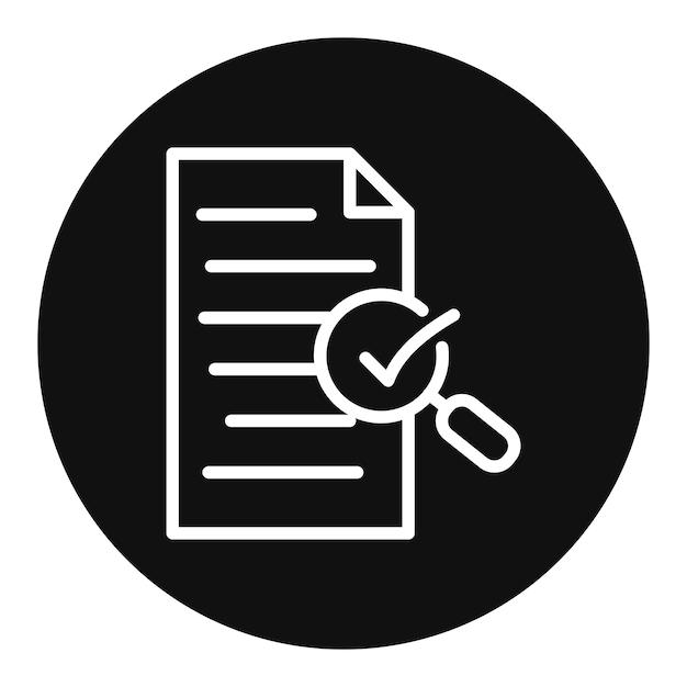 Imagen vectorial del ícono de revisión del documento Se puede utilizar para la auditoría empresarial